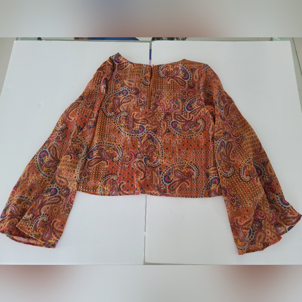Jessica Simpson Monique Blouse Trumpet Sleeves Size XS (Juniors) - Picture 5 of 11